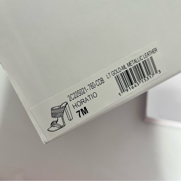 NWT Charles David Horation Gold Metallic Leather Block Heel Sandal Size 7 NIB - Picture 11 of 11